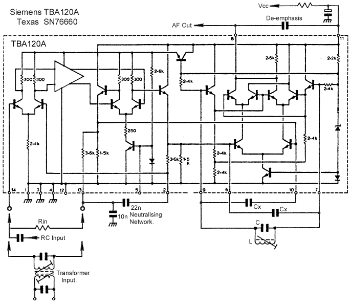 TBA 120 s = FM ZF amplificador con demodulador, dip14