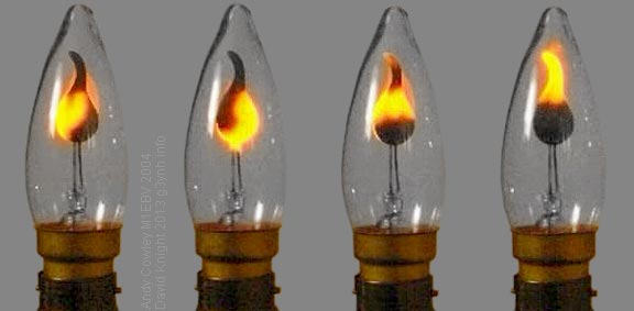 flickering flame-effect neon bulb